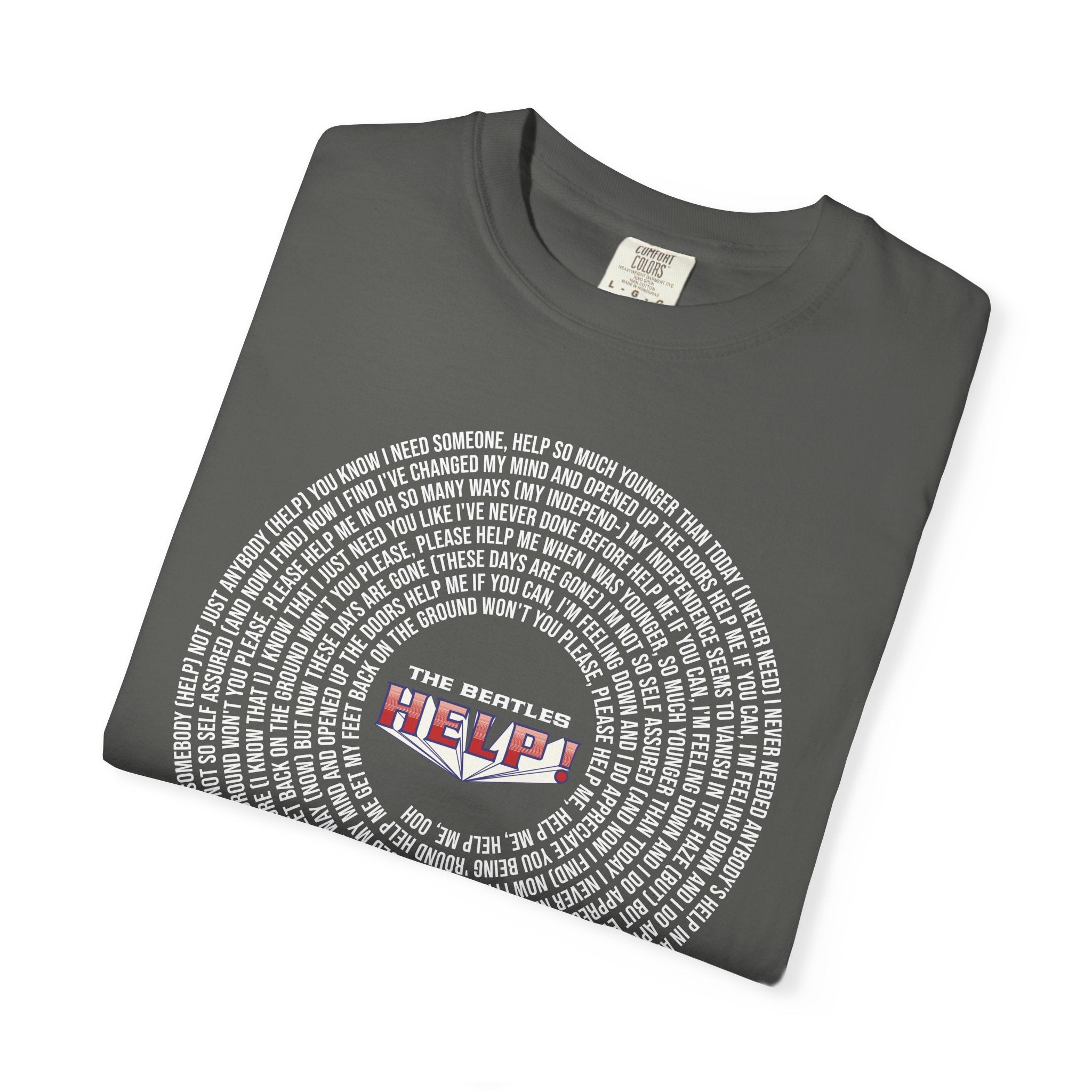 Help! Retro Heart Graphic T-Shirt — White Chest Print