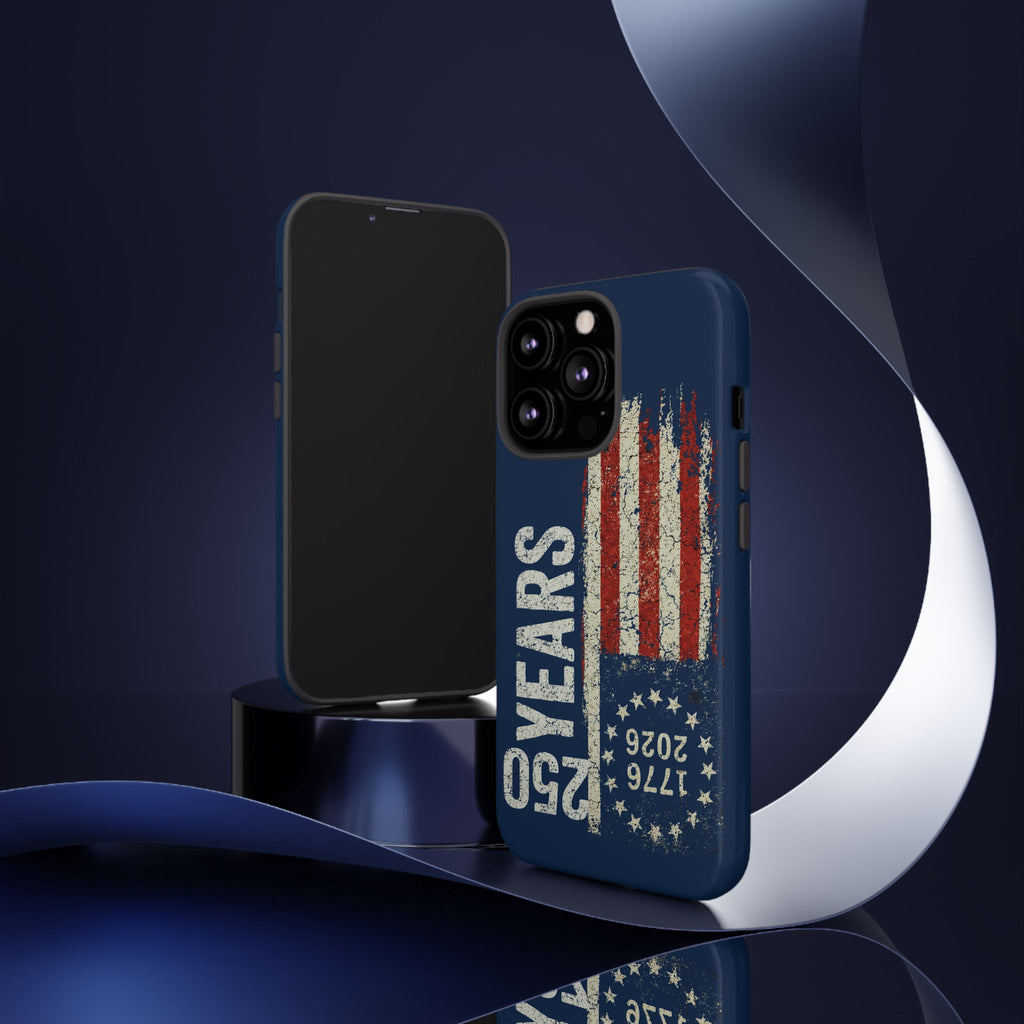 Patriotic 250th Anniversary Phone Case – 1776–2026 Distressed American Flag