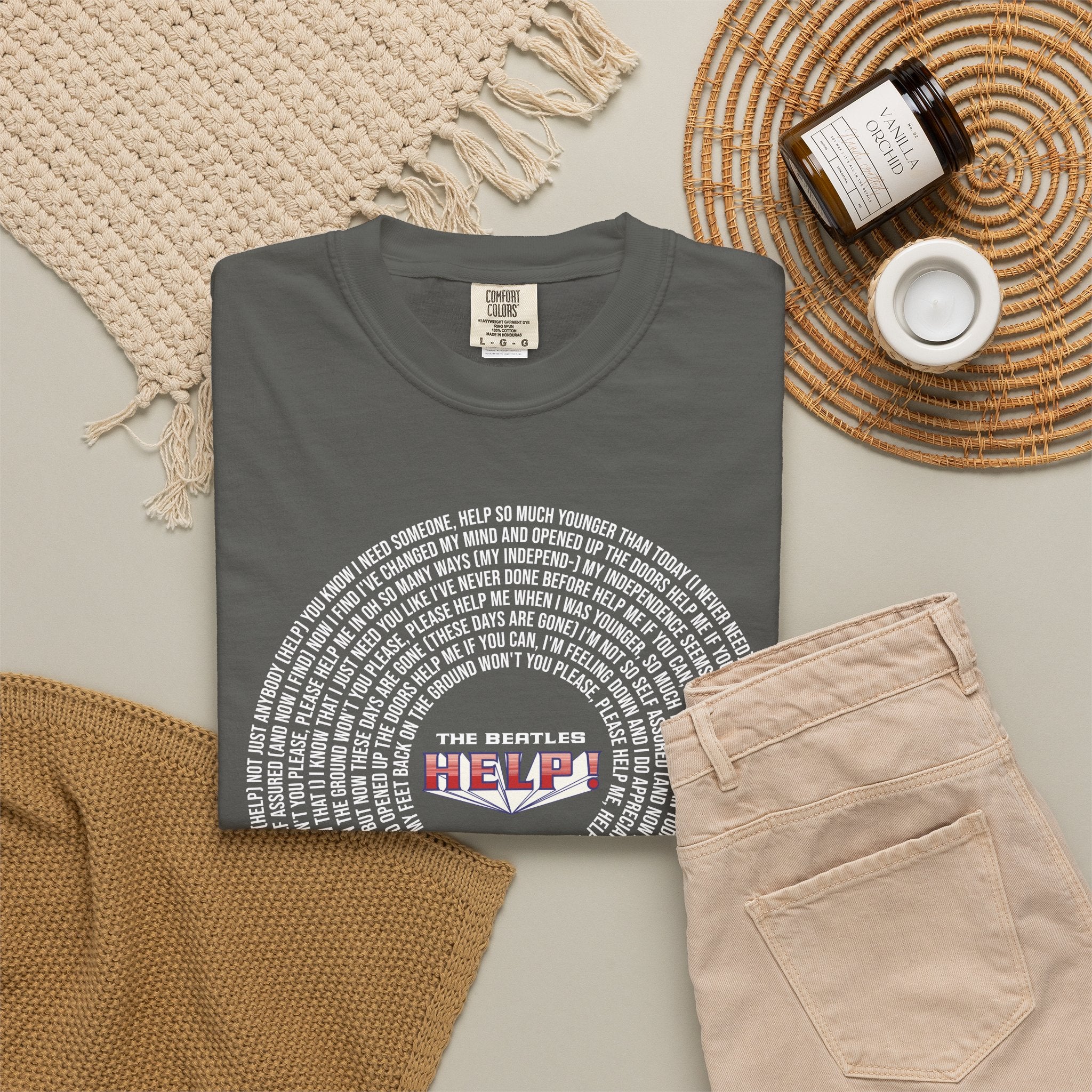Help! Retro Heart Graphic T-Shirt — White Chest Print