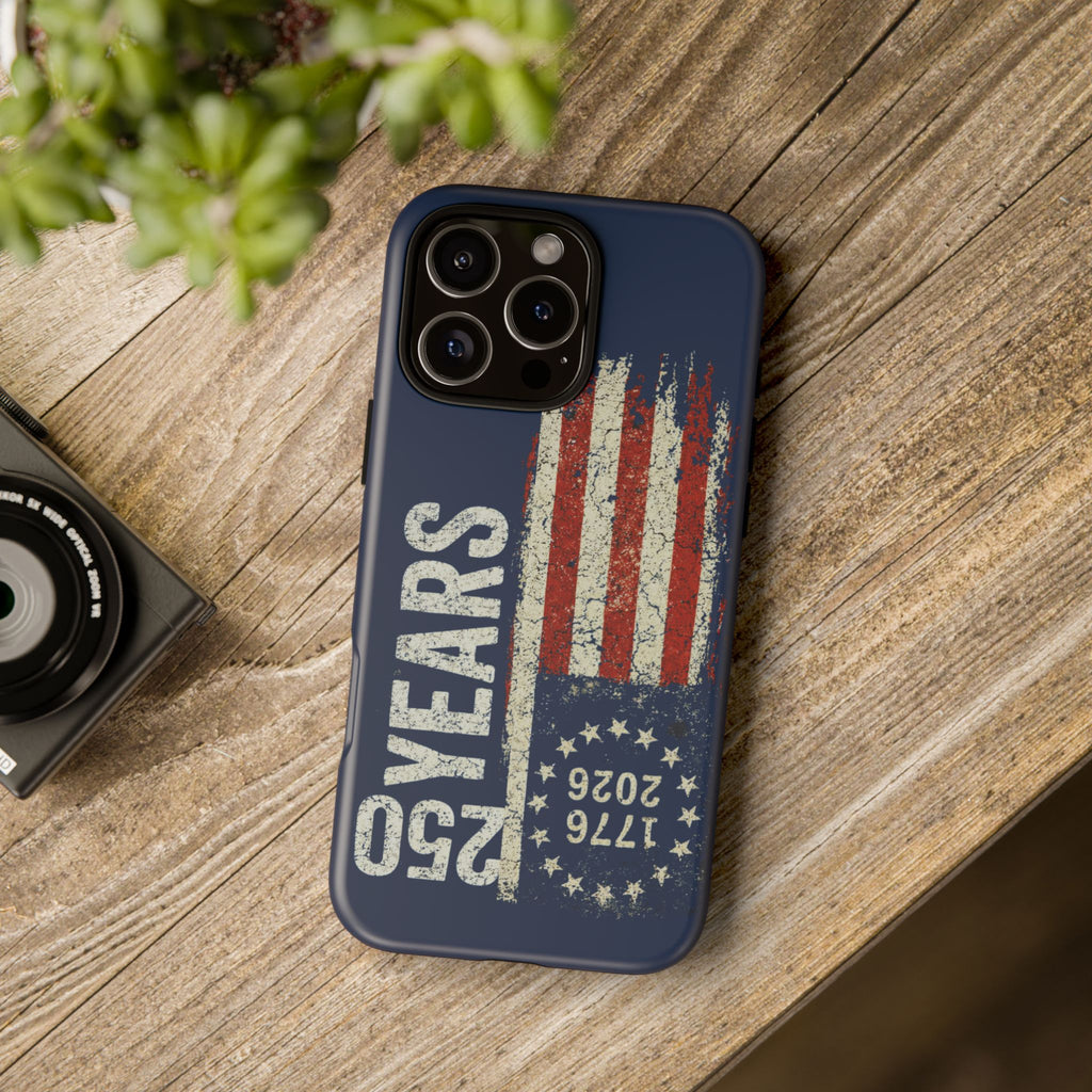 Patriotic 250th Anniversary Phone Case – 1776–2026 Distressed American Flag