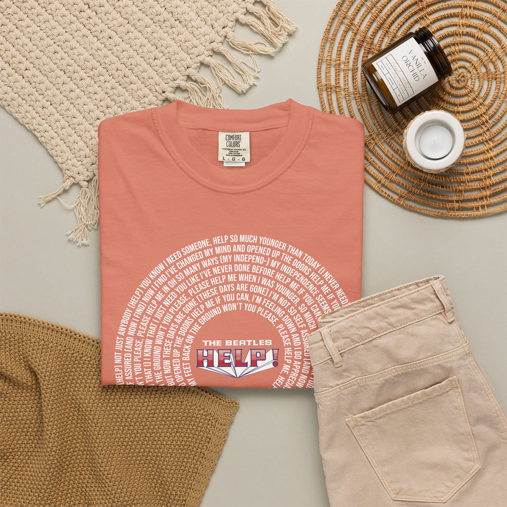 Help! Retro Heart Graphic T-Shirt — White Chest Print