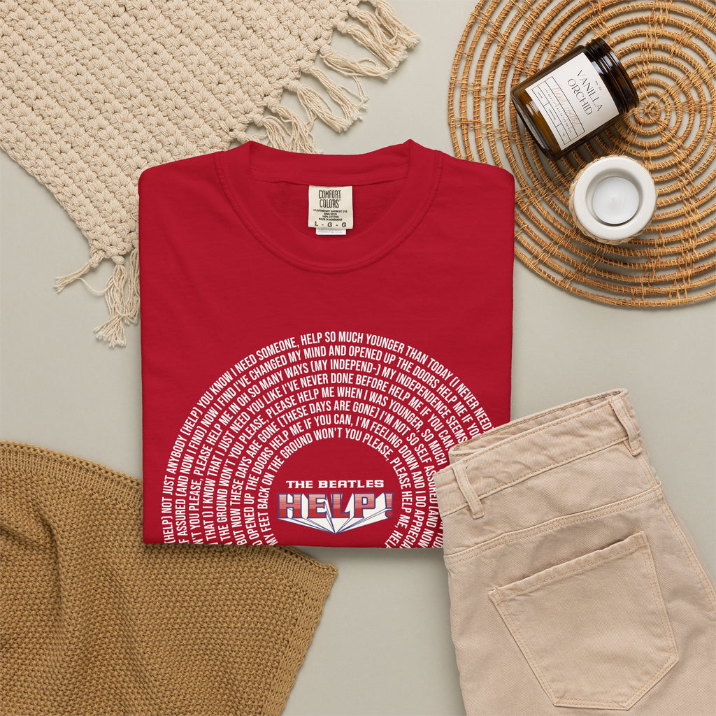 Help! Retro Heart Graphic T-Shirt — White Chest Print