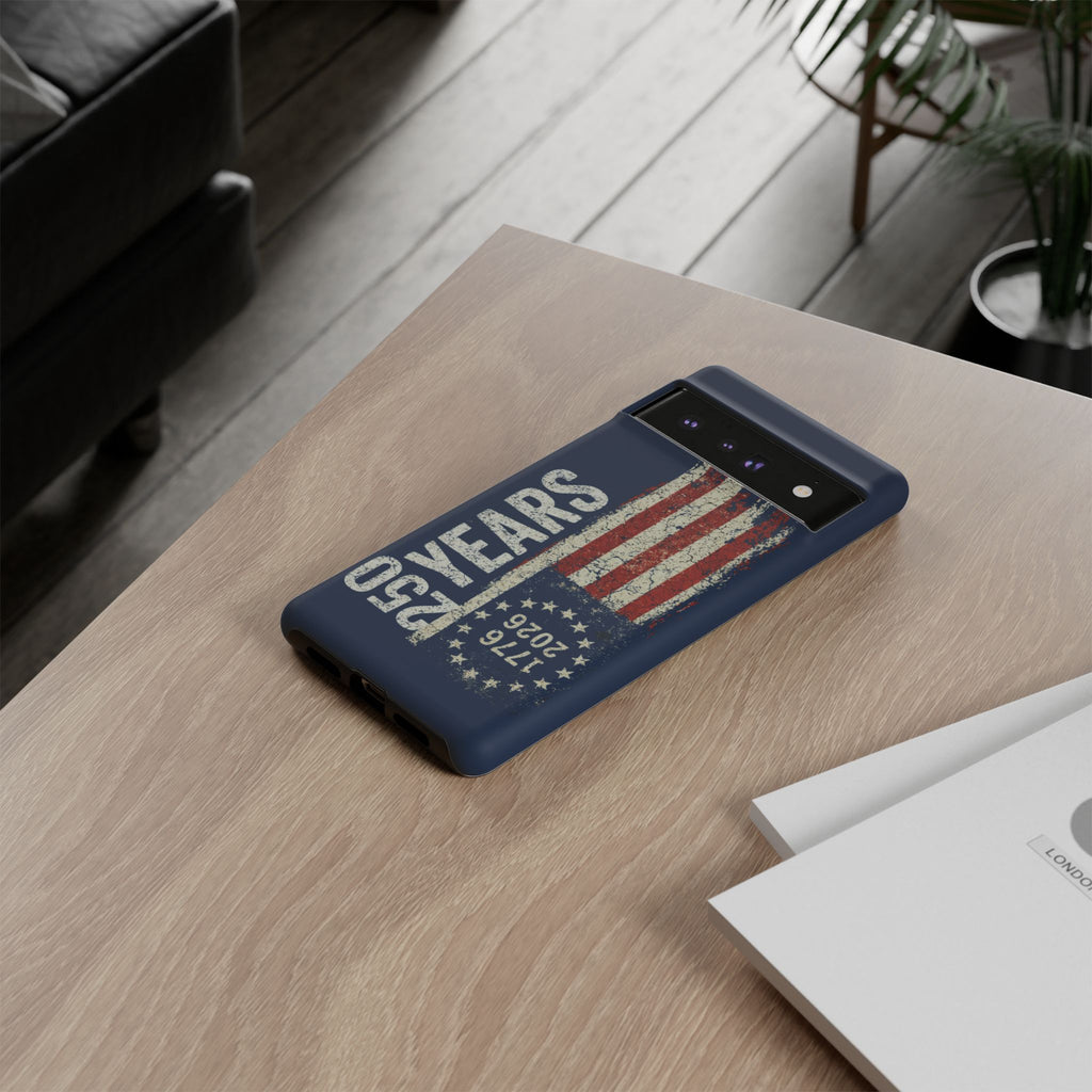 Patriotic 250th Anniversary Phone Case – 1776–2026 Distressed American Flag