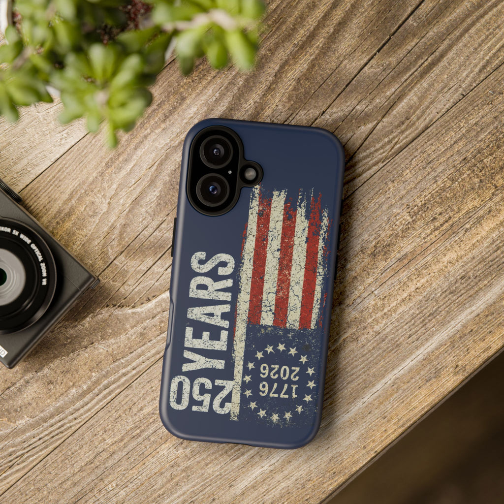 Patriotic 250th Anniversary Phone Case – 1776–2026 Distressed American Flag