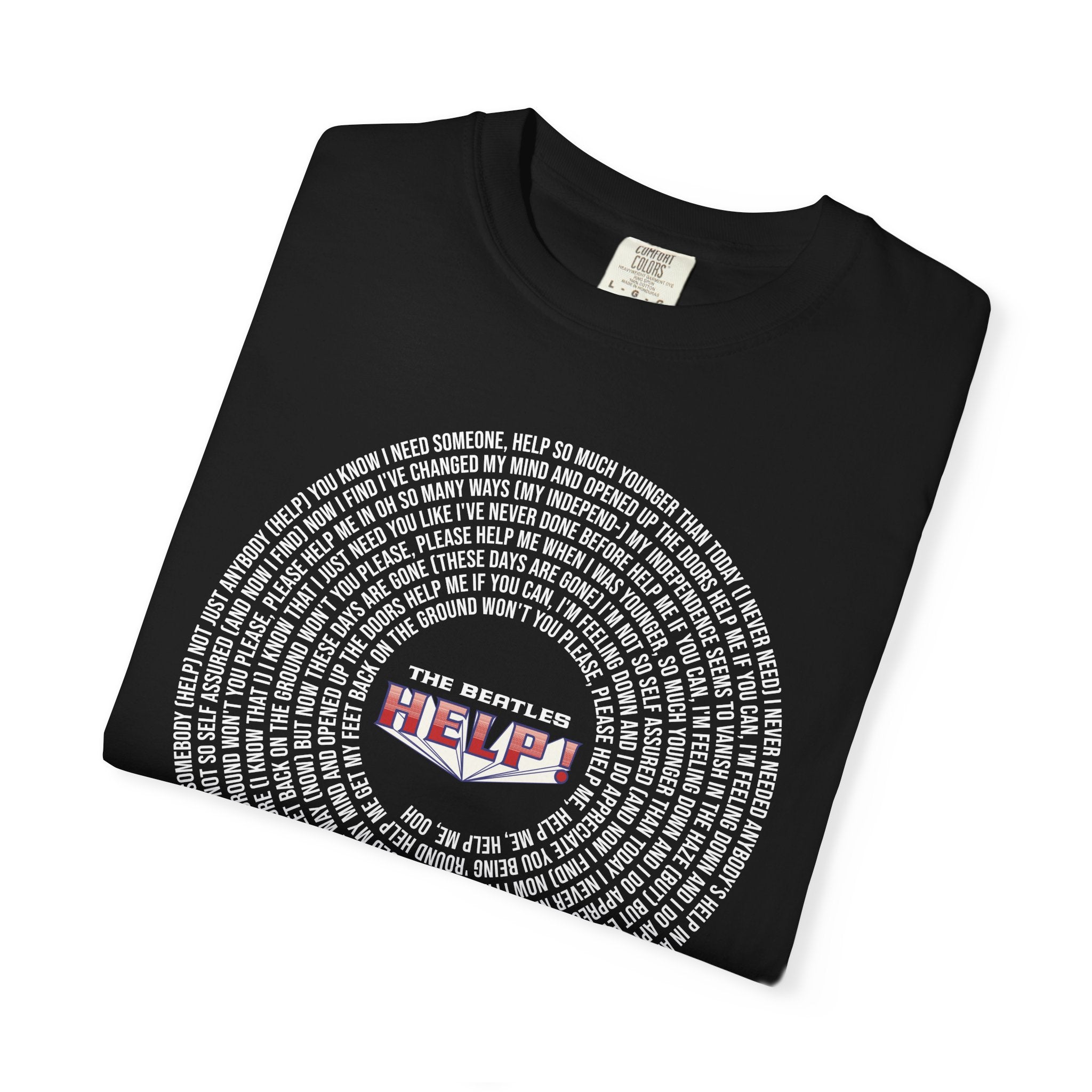 Help! Retro Heart Graphic T-Shirt — White Chest Print