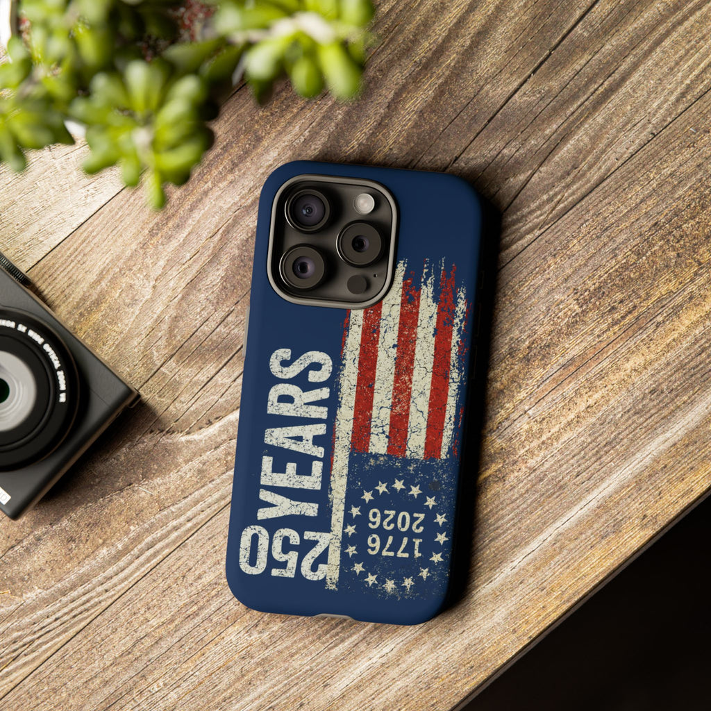 Patriotic 250th Anniversary Phone Case – 1776–2026 Distressed American Flag