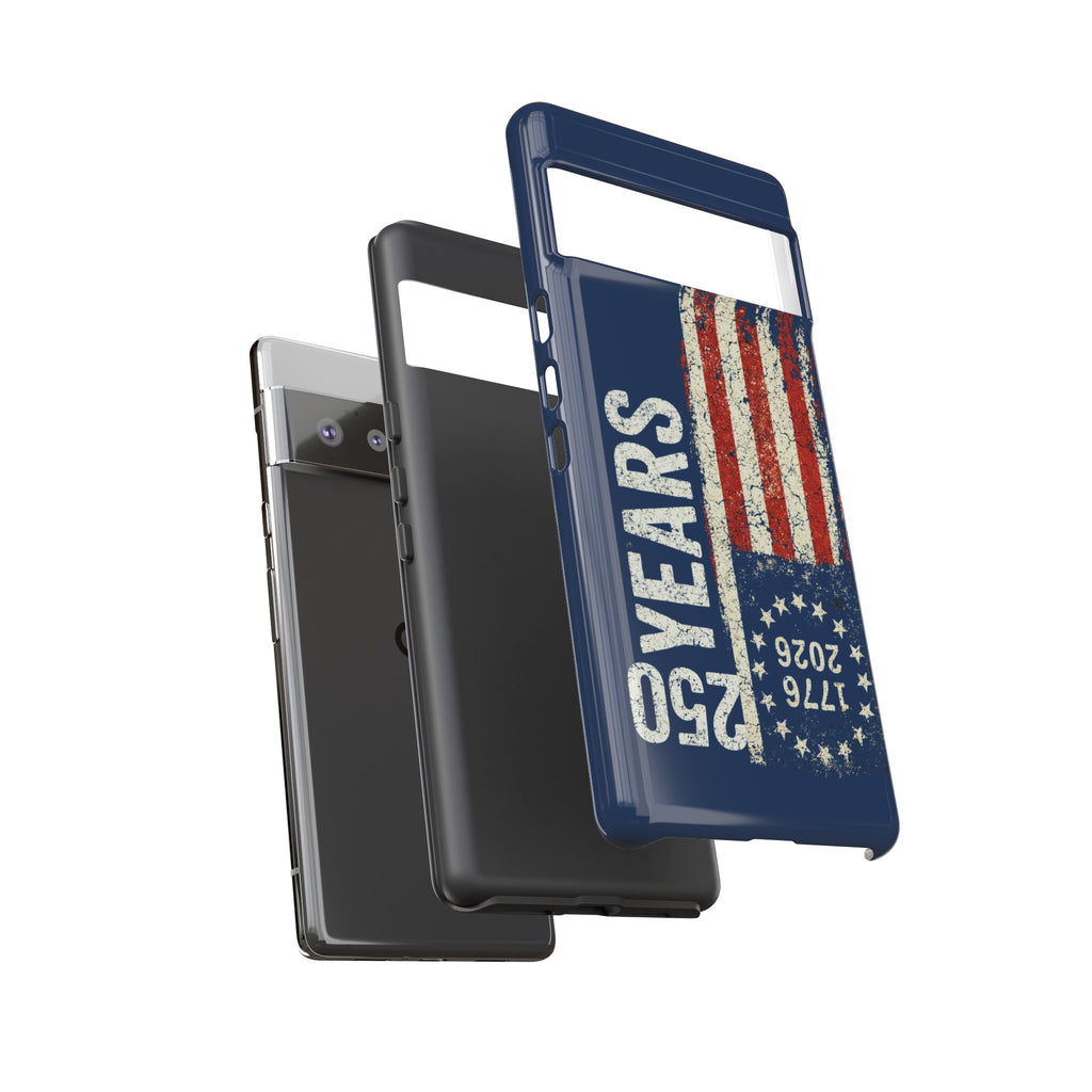 Patriotic 250th Anniversary Phone Case – 1776–2026 Distressed American Flag