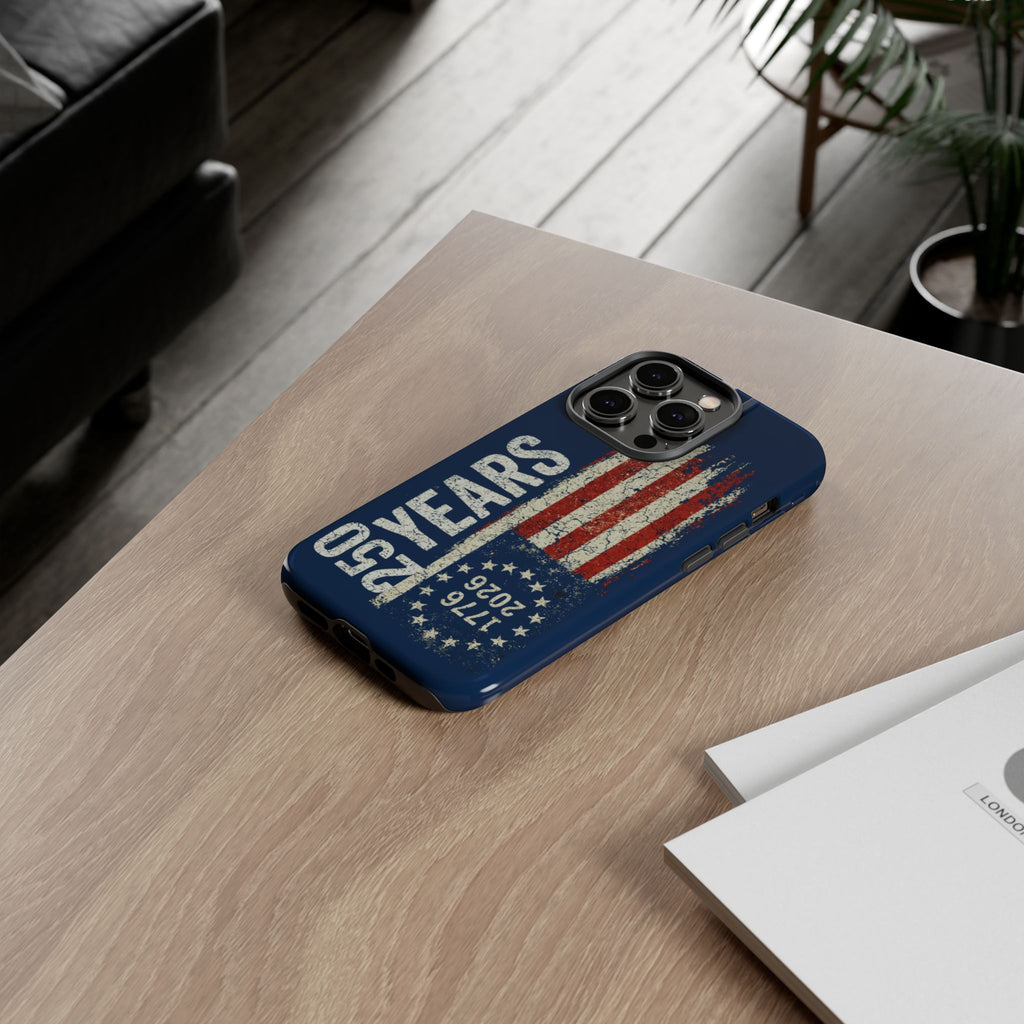Patriotic 250th Anniversary Phone Case – 1776–2026 Distressed American Flag