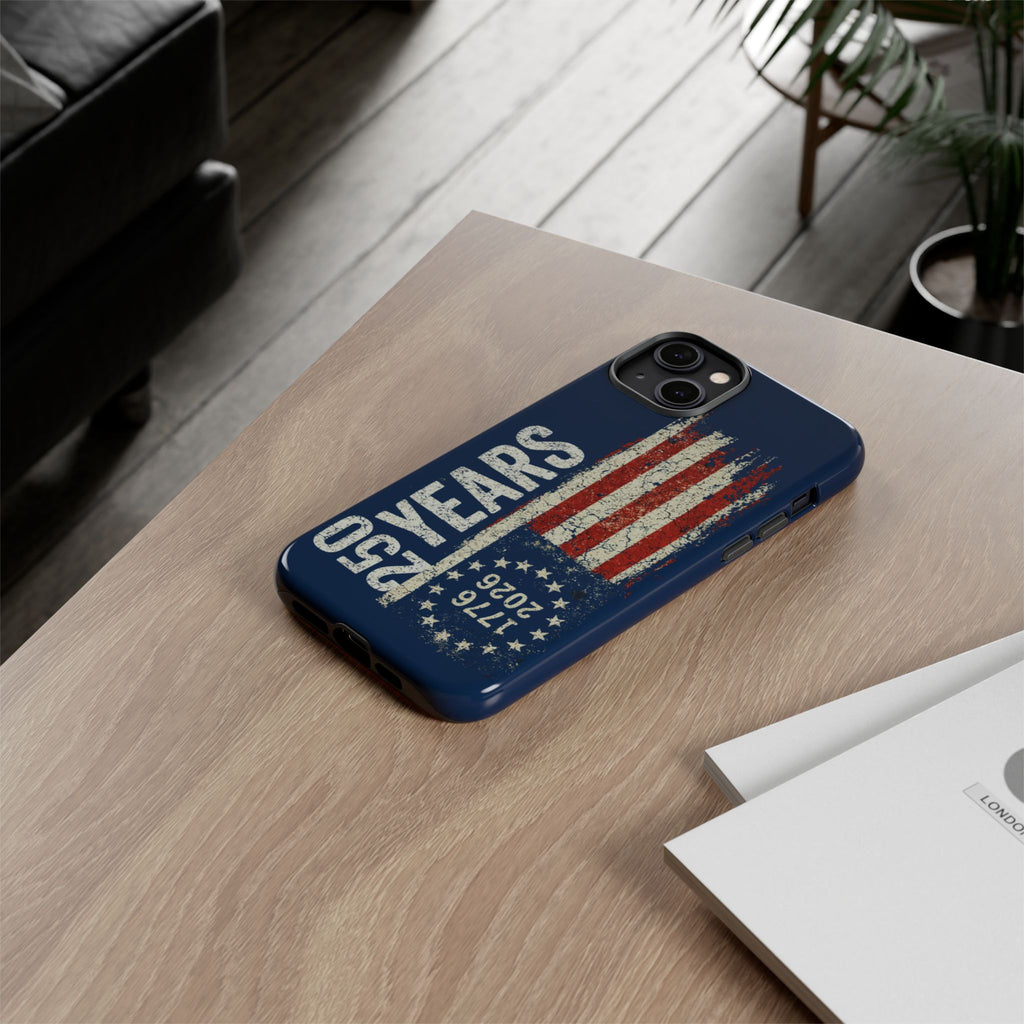 Patriotic 250th Anniversary Phone Case – 1776–2026 Distressed American Flag