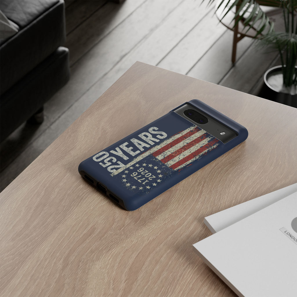 Patriotic 250th Anniversary Phone Case – 1776–2026 Distressed American Flag