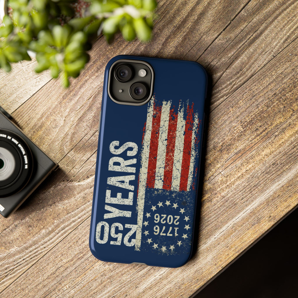 Patriotic 250th Anniversary Phone Case – 1776–2026 Distressed American Flag