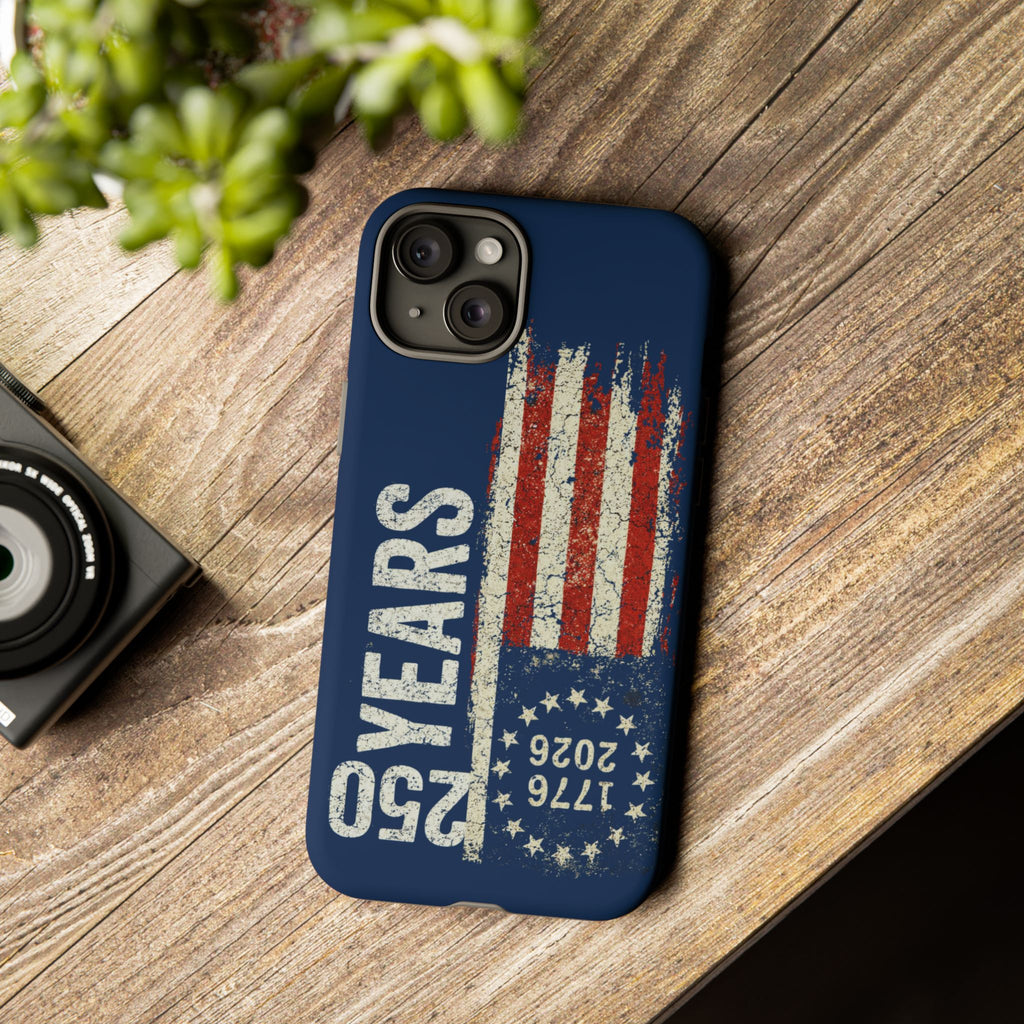 Patriotic 250th Anniversary Phone Case – 1776–2026 Distressed American Flag