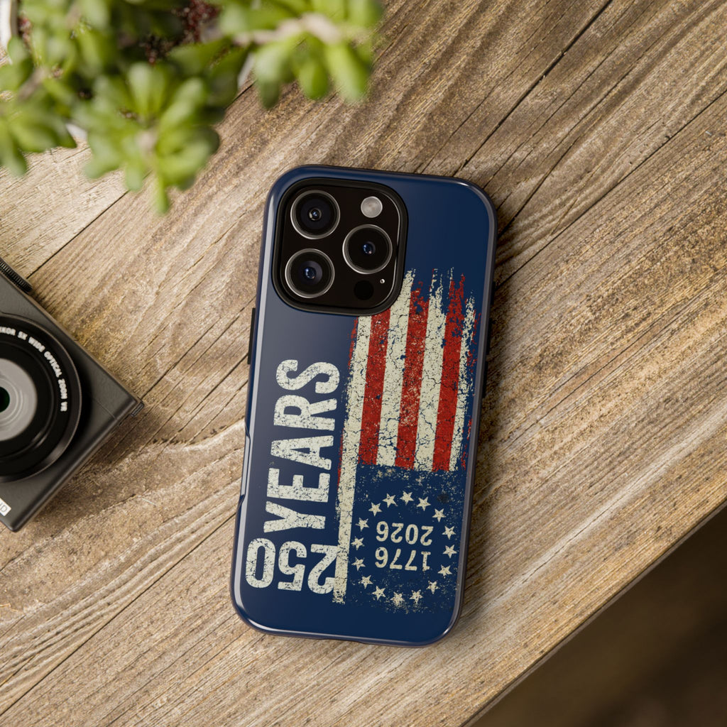 Patriotic 250th Anniversary Phone Case – 1776–2026 Distressed American Flag