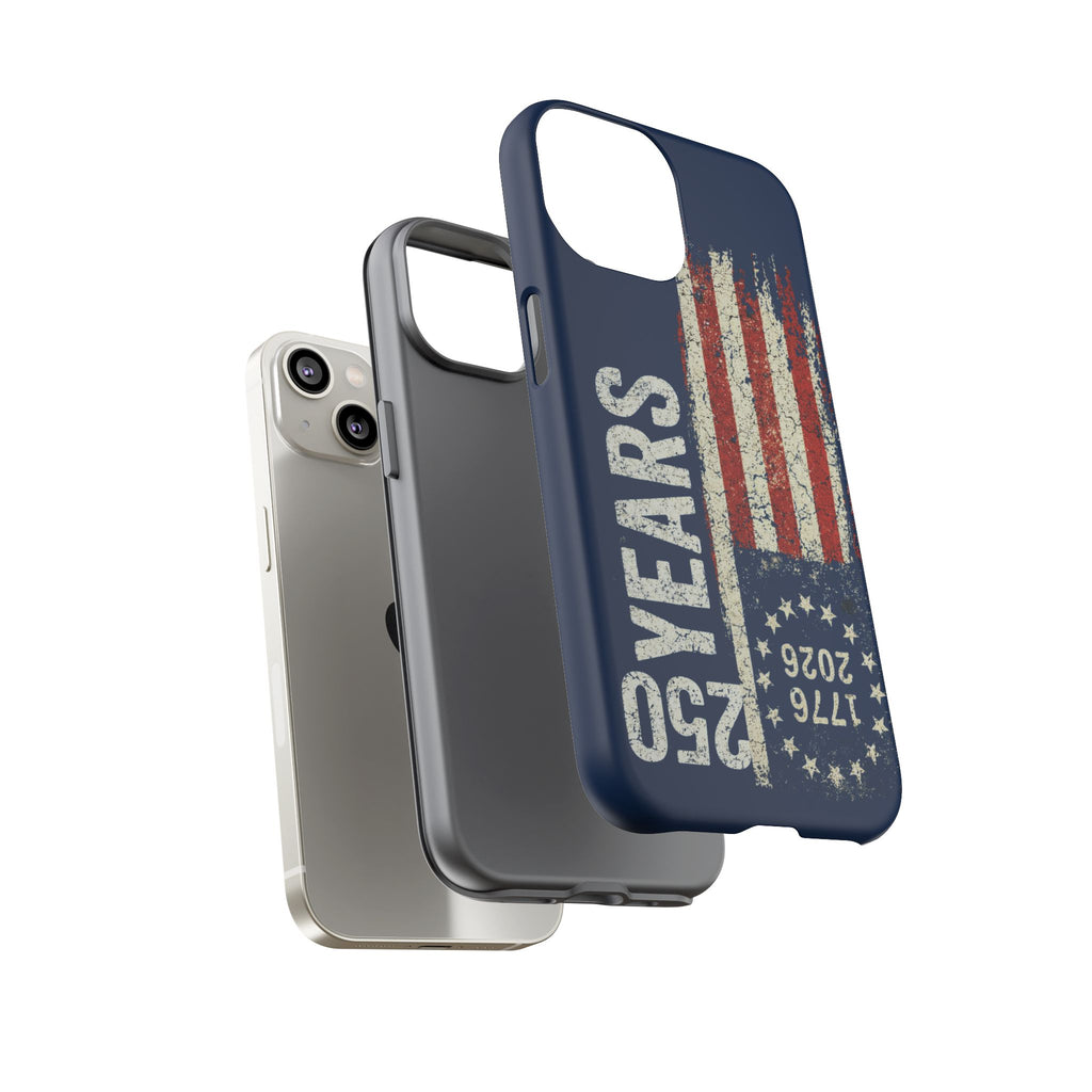 Patriotic 250th Anniversary Phone Case – 1776–2026 Distressed American Flag